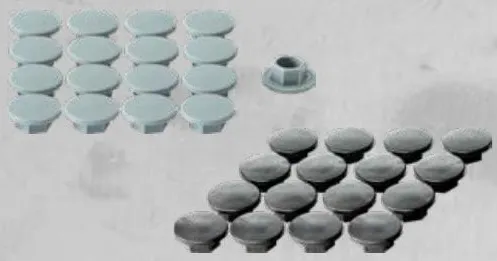 Tuner nut and bolt inserts, black or silver