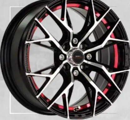 A-Line Dazzle wheel, Black machined face, red undercut