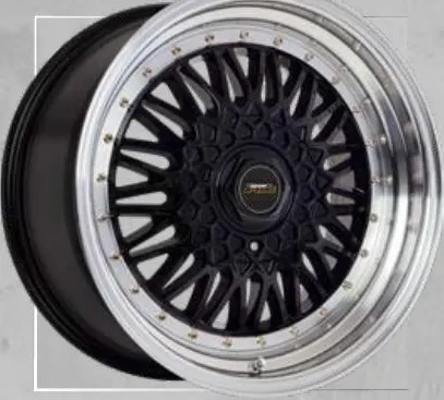 A-Line Villain wheel, Black machined lip, gold rivets