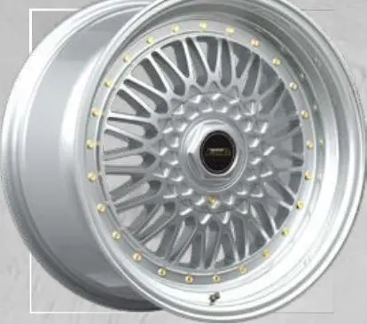 A-Line Villain wheel, Arctic silver, machined lip, gold rivets