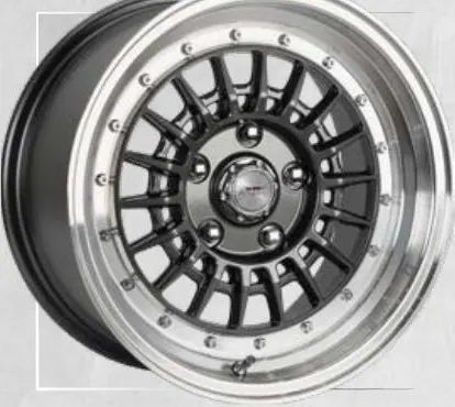 A-Line Indy wheel, Gun metal machined lip, chrome rivets