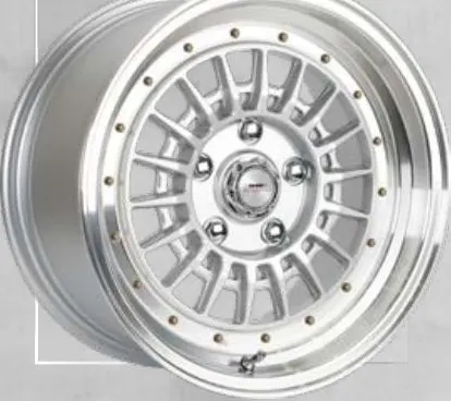 A-Line Indy wheel, Arctic silver, machined lip, gold rivets