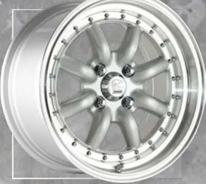 A-Line Bliss wheel, Super silver machined lip, chrome rivets