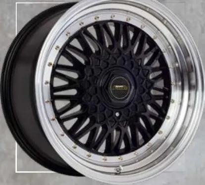 A-Line Villain wheel, Black machined lip, gold rivets