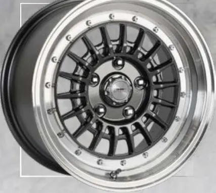A-Line Indy wheel, Gun metal machined lip, chrome rivets