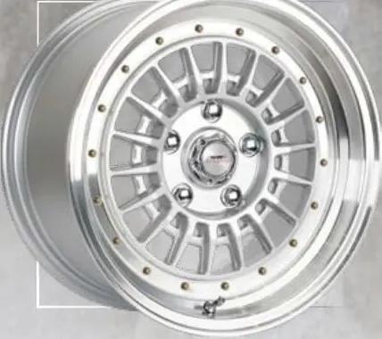 A-Line Indy wheel, Arctic silver, machined lip, gold rivets