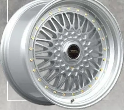 A-Line Villain wheel, Arctic silver, machined lip, gold rivets