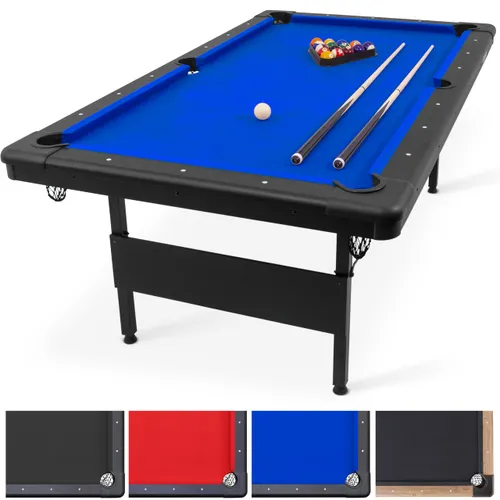 Blue felt pool table