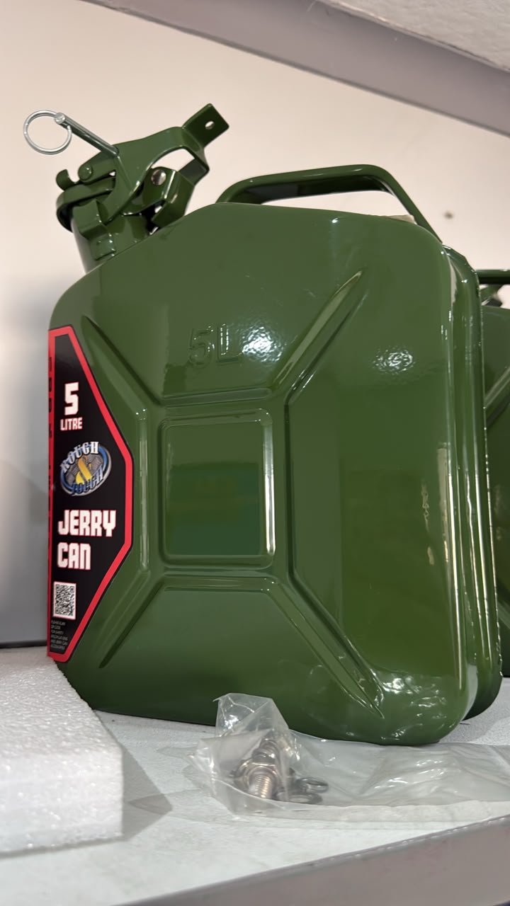 Green steel jerry can